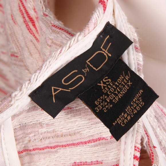 AS by DF Woven Short Dress Halter Neck Stretch Mesh Side Panel Cream Red Tan - Picture 9 of 9